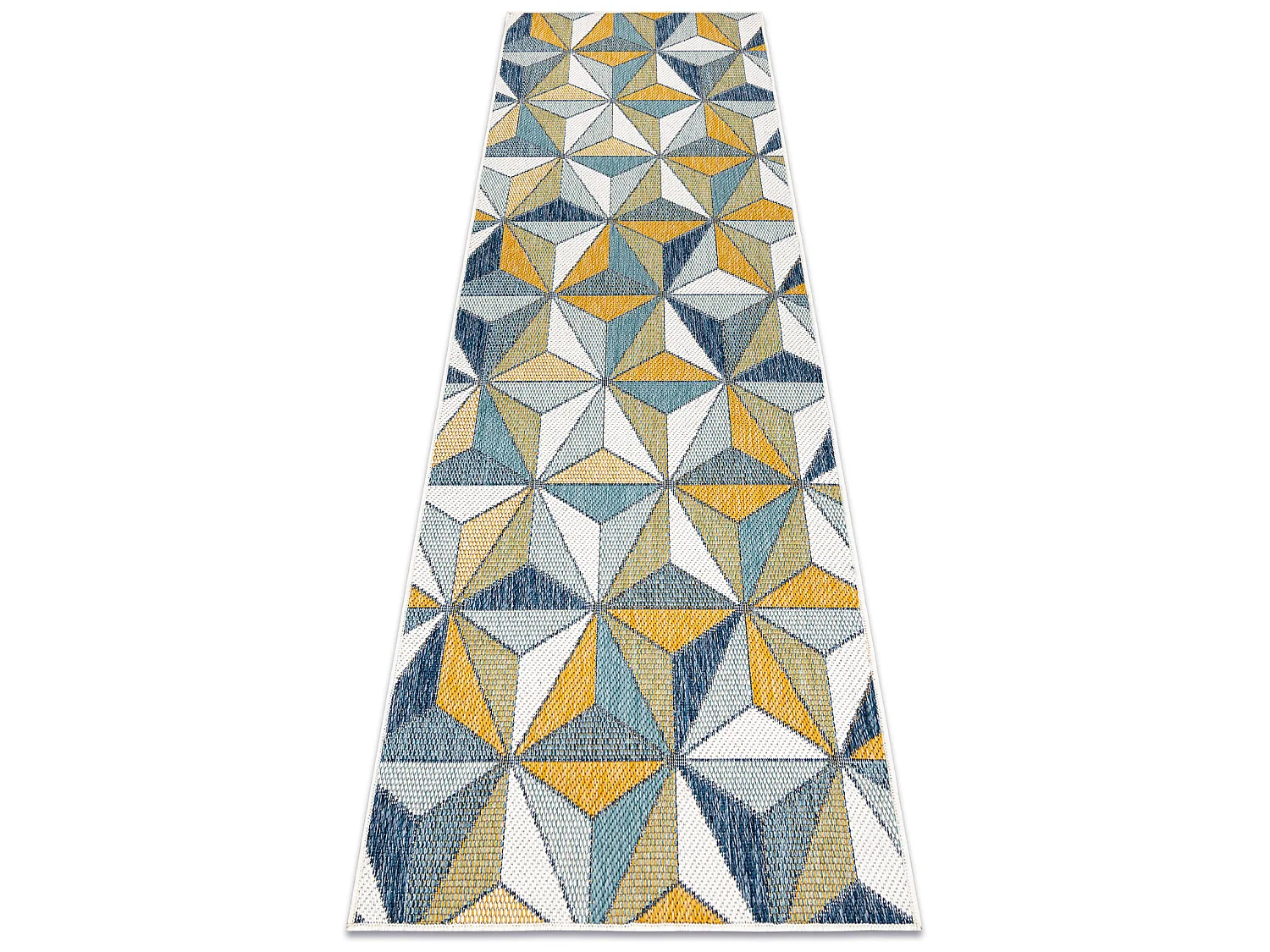 Teppich, Läufer SISAL COOPER Mosaik, Dreiecke 22222 ecru / dunkelblau 60x300 cm