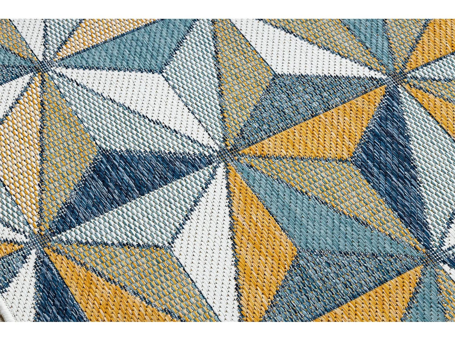 Teppich, Läufer SISAL COOPER Mosaik, Dreiecke 22222 ecru / dunkelblau 60x300 cm