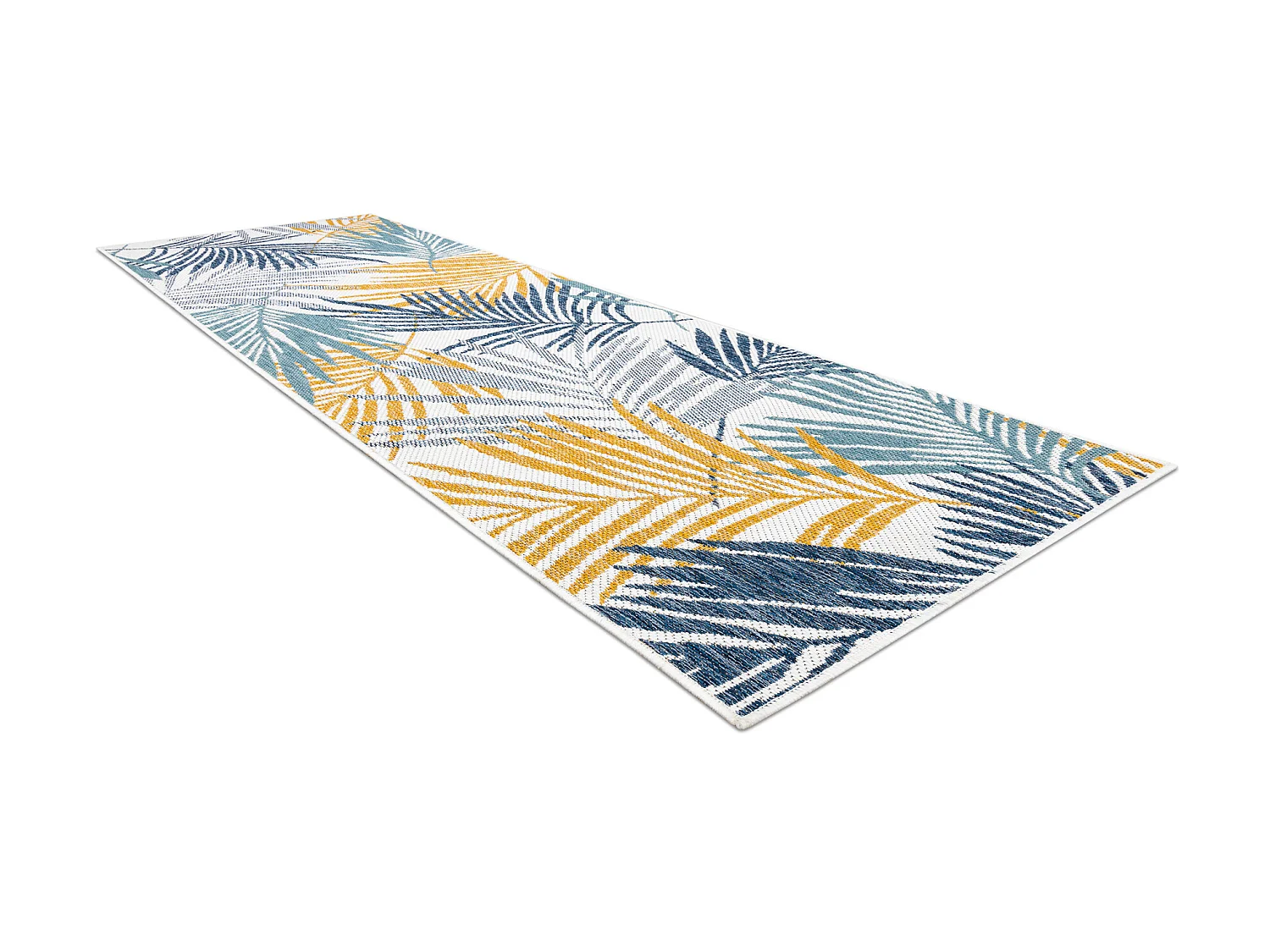 Sisal tapijt, loper SISAL COOPER Bladeren 22258 ecru / donkerblauw 80x200 cm