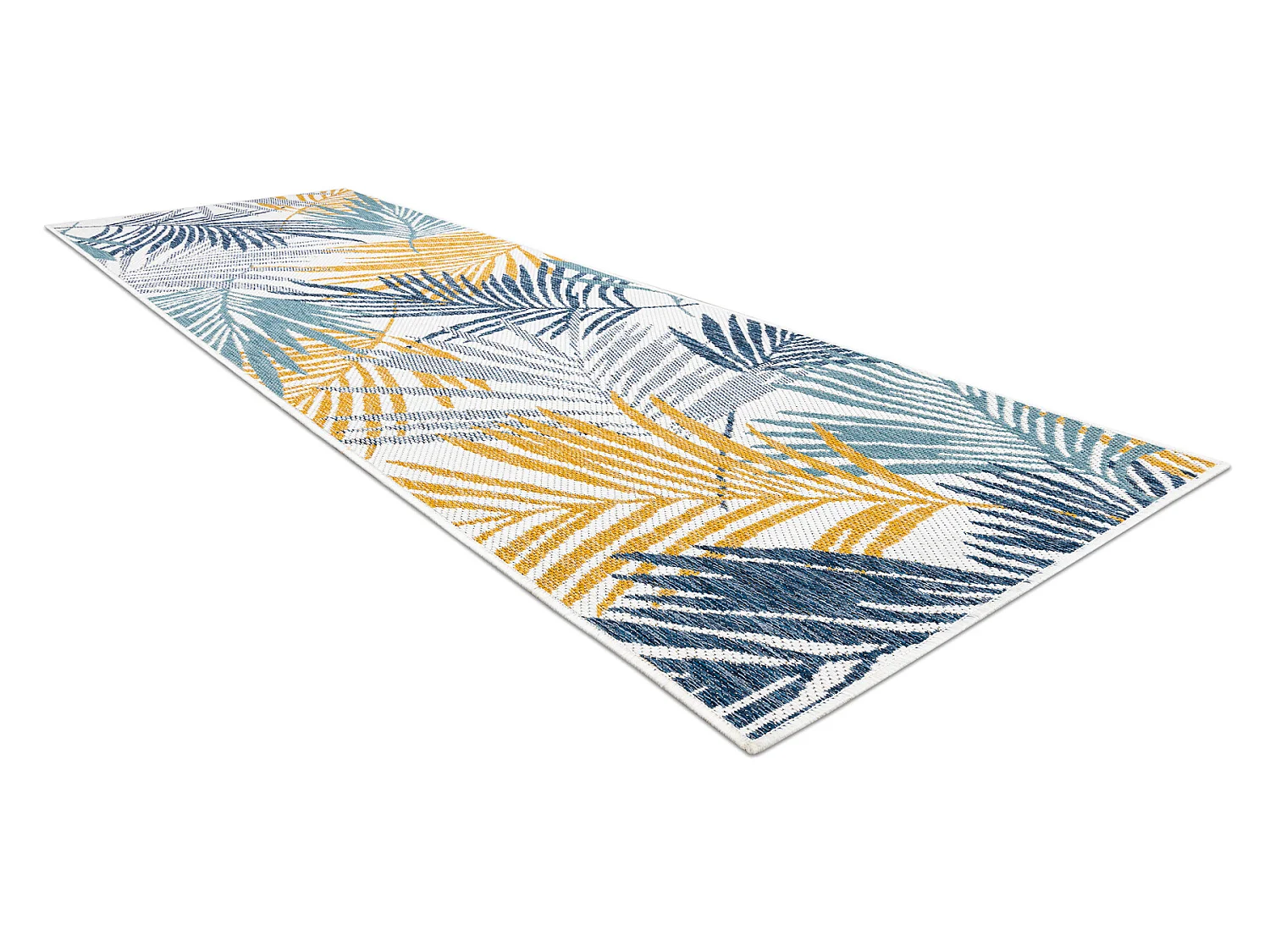 Tapis, tapis de couloir SIZAL COOPER Feuilles 22258 écru / bleu fonc� 80x200 cm