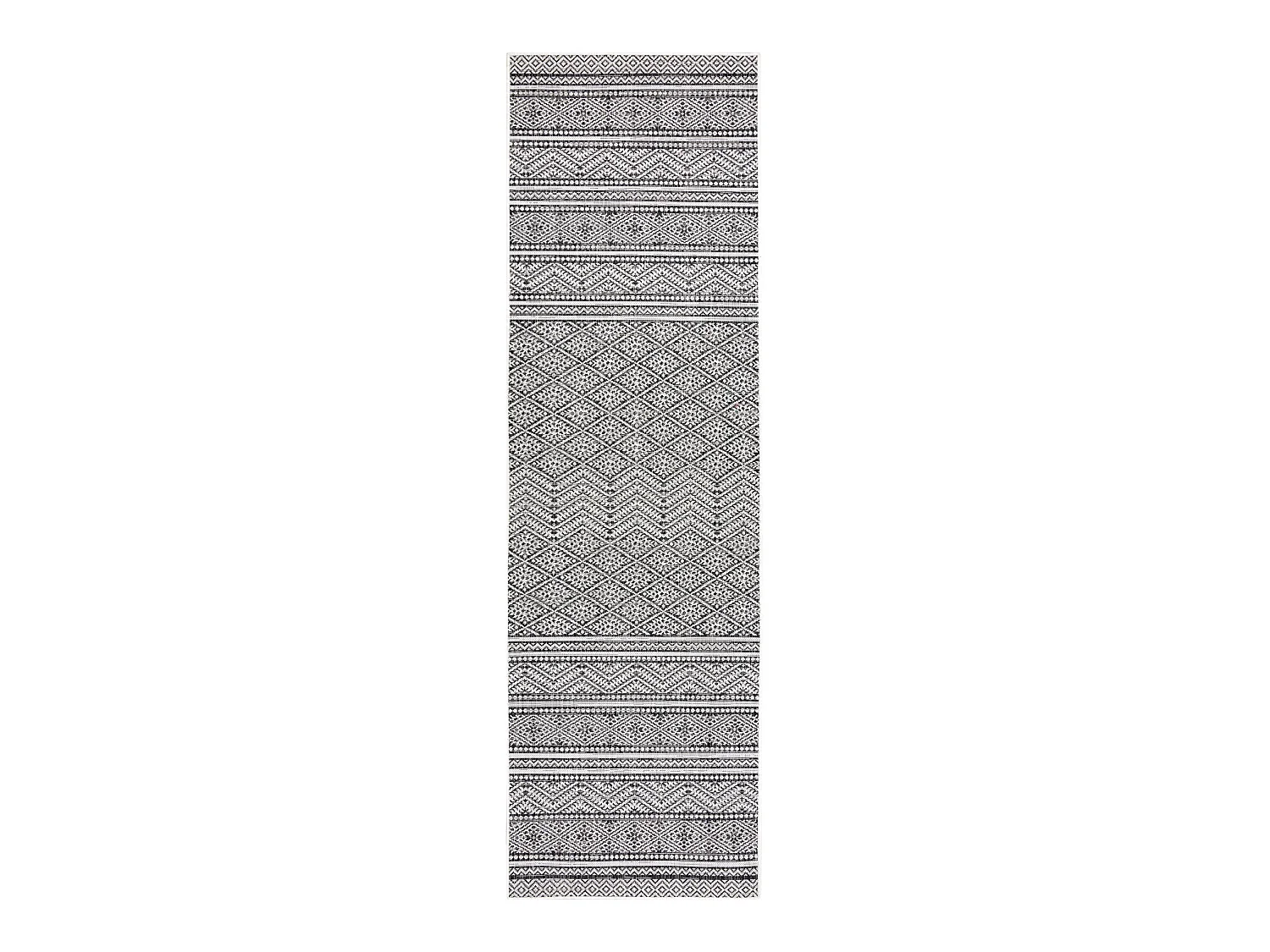 Sisal tapijt, Loper SION azteeks 22168 plat te weven zwart / ecru 80x250 cm