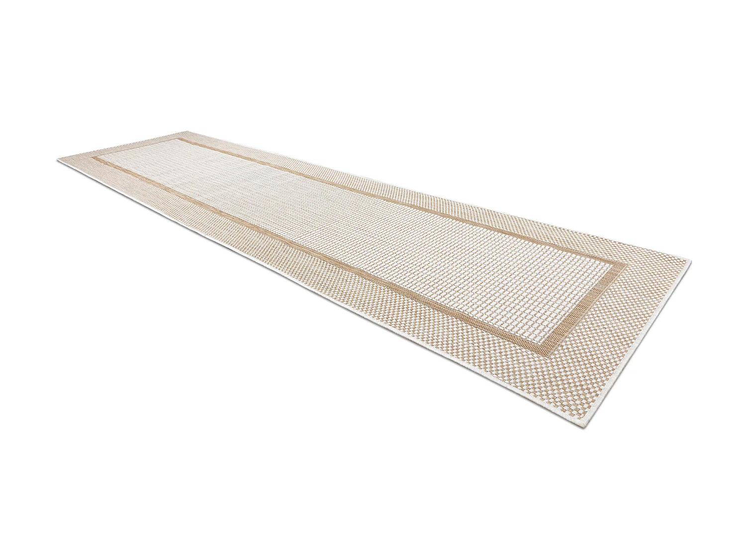 Sisal tapijt, Loper SION Kader 21782 plat te weven ecru / beige  80x200 cm