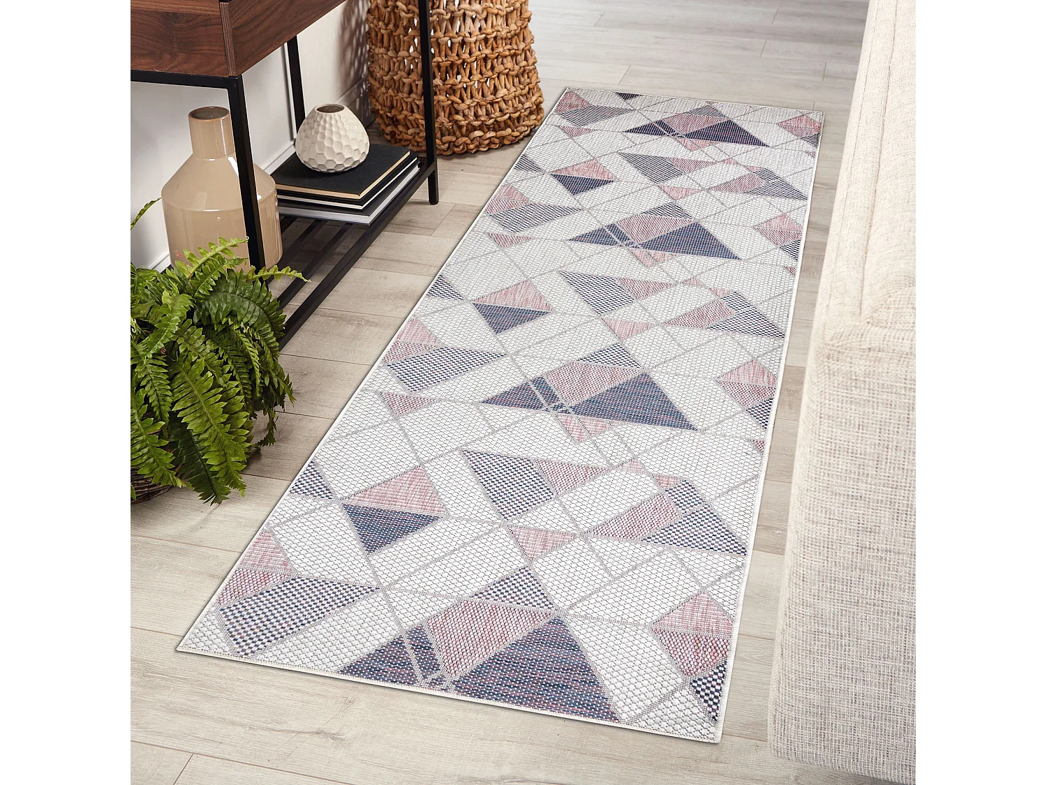 Sisal tapijt SISAL SION Loper Geometrisch, Drieho 3006 plat te weven e 80x200 cm