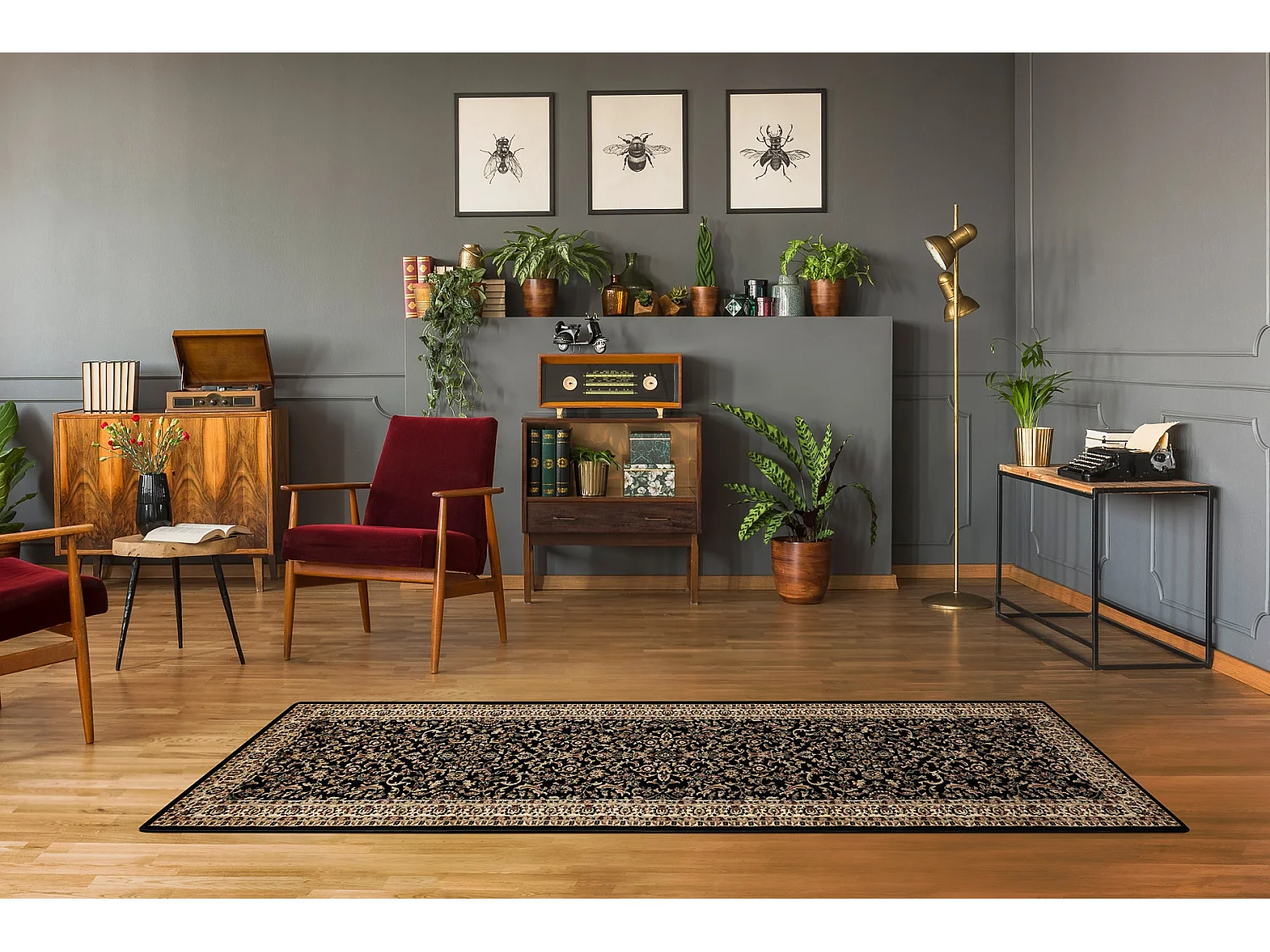 Tapis, le tapis de couloir ROYAL ADR modèle 1745 noir - l'antichambre 60x250 cm