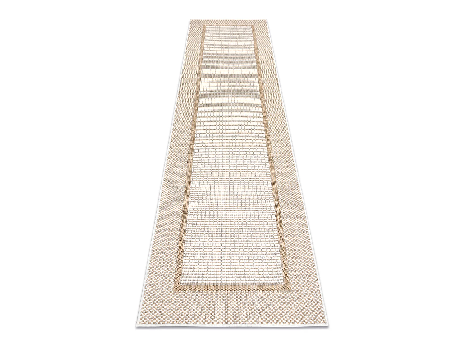 Sisal tapijt, Loper SION Kader 21782 plat te weven ecru / beige  80x250 cm