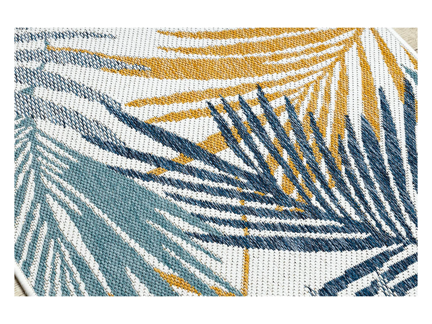 Tapis, tapis de couloir SIZAL COOPER Feuilles 22258 écru / bleu fonc� 70x250 cm