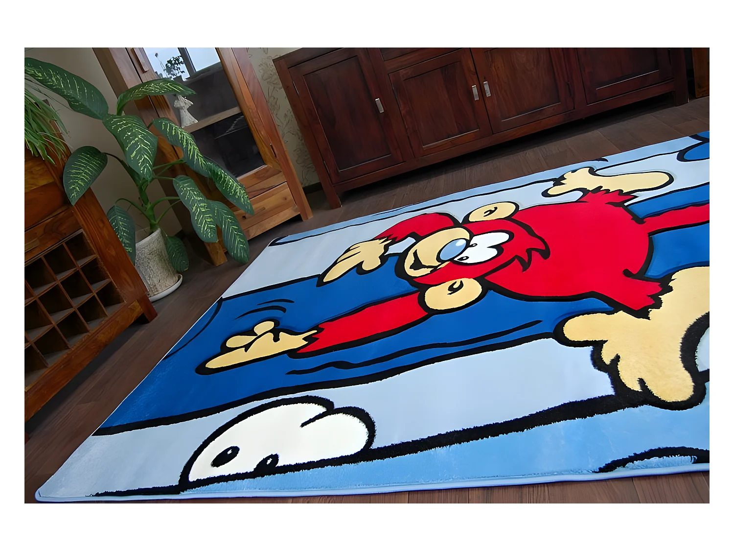 Tapis enfant JOYEUX C176 bleu Singe 140x190 cm