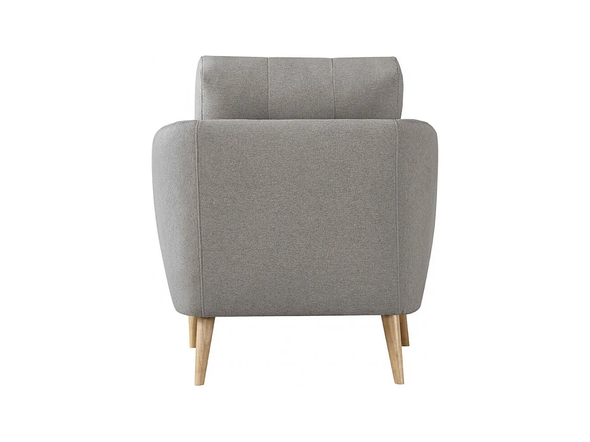 Fauteuil en tissu gris avec coussin pieds bois de hêtre massif - LORNA