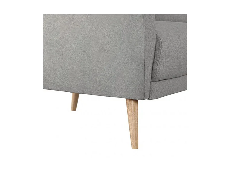 Fauteuil en tissu gris avec coussin pieds bois de hêtre massif - LORNA