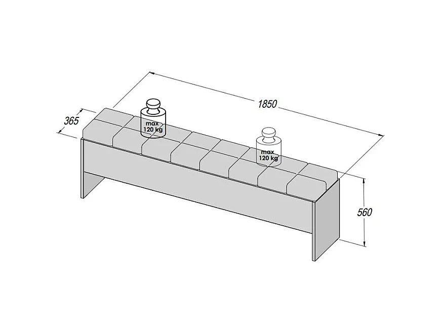 Banc Coffre 185 cm Décor Chêne Foncé Assise Capitonnée Noir - RIVIERA
