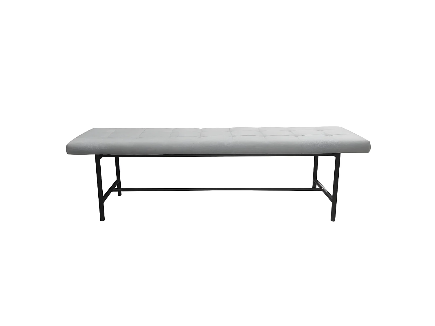 Banc en tissu gris capitonné avec structure en acier noir - MORO 8879