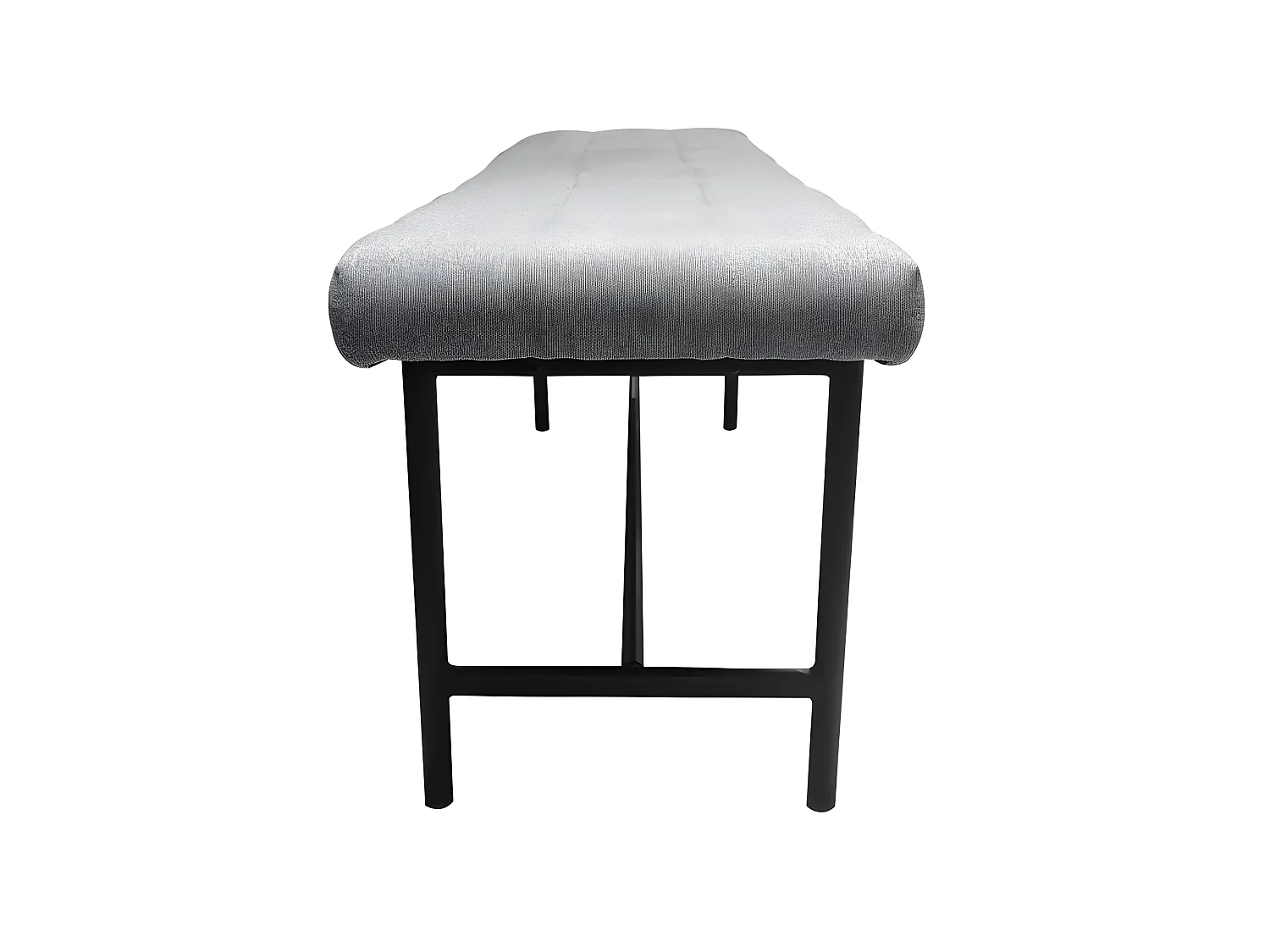 Banc en tissu gris capitonné avec structure en acier noir - MORO 8879