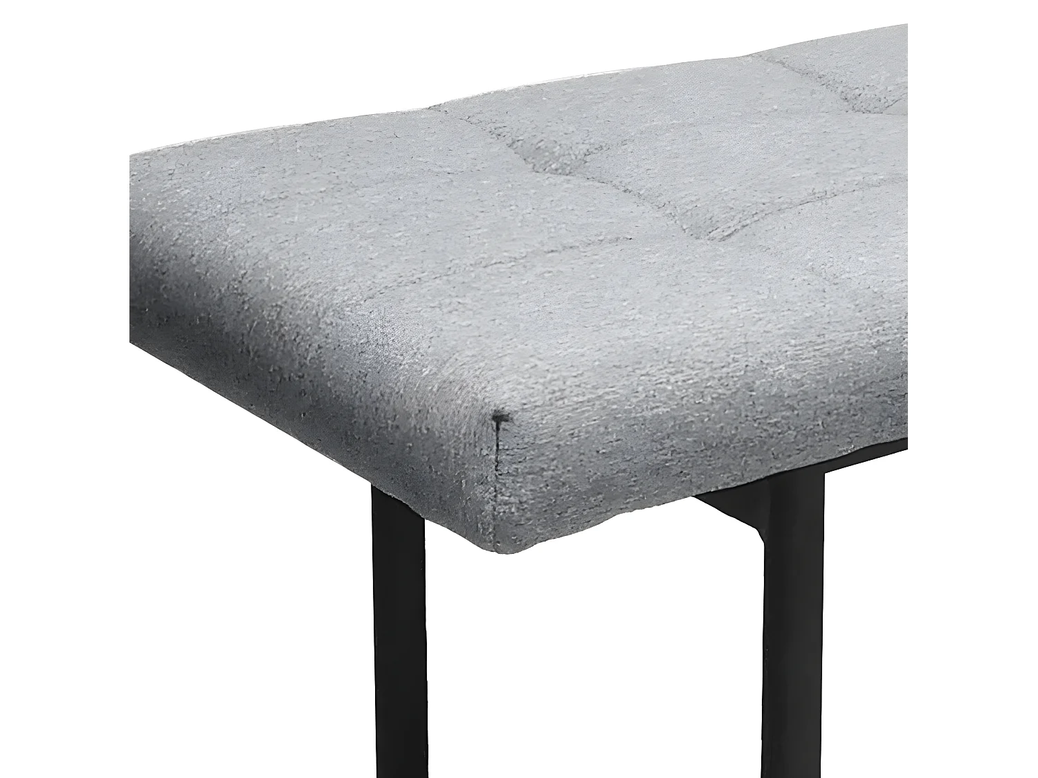 Banc en tissu gris capitonné avec structure en acier noir - MORO 8879