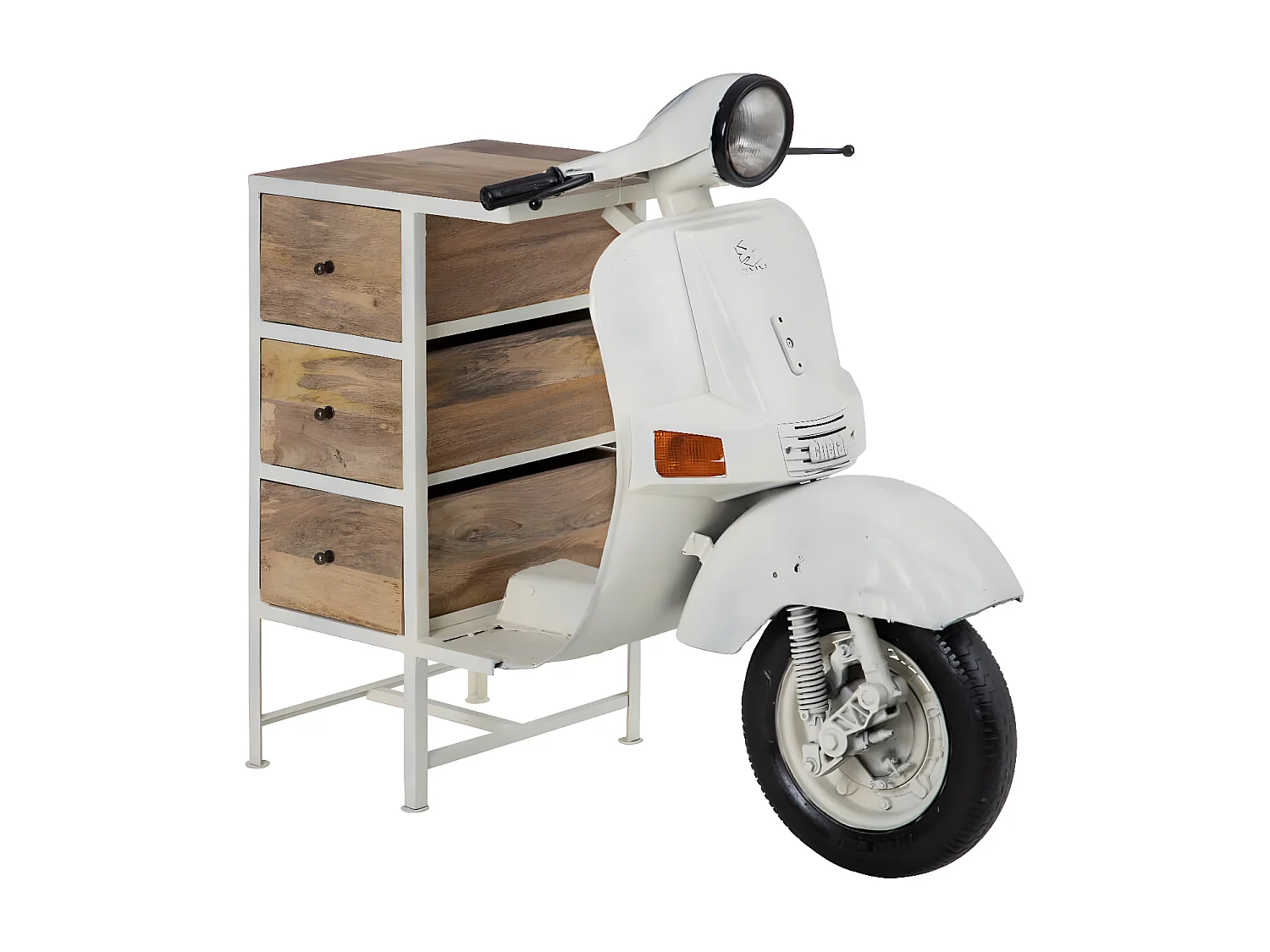 VESTA - Meuble Cyclo-Vintage 3 Tiroirs Métal et Bois