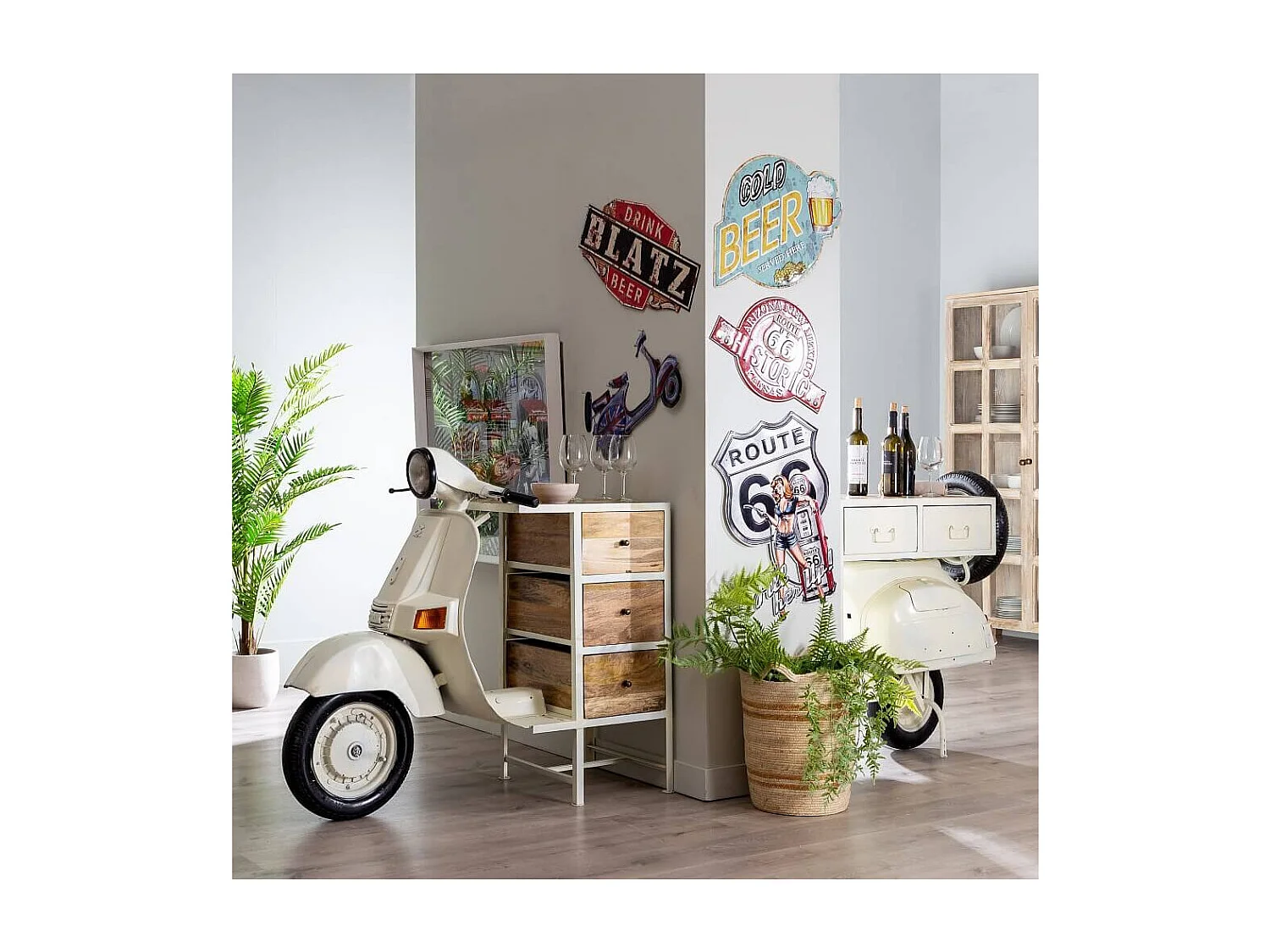 VESTA - Meuble Cyclo-Vintage 3 Tiroirs Métal et Bois