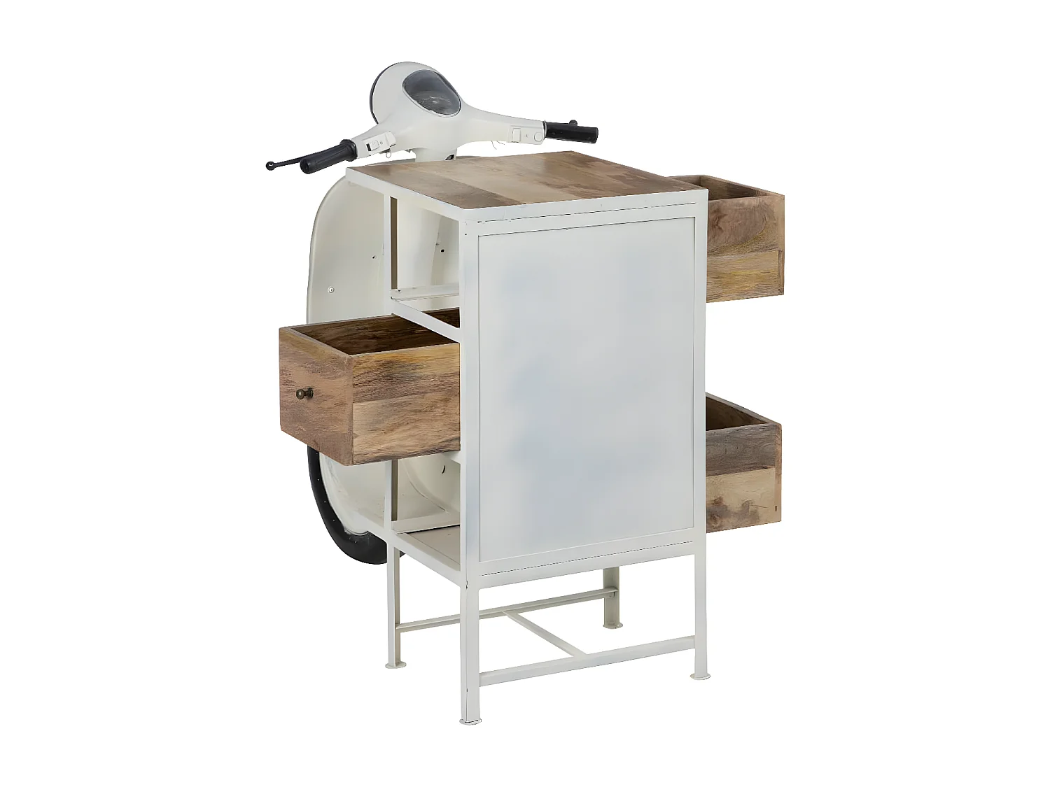 VESTA - Meuble Cyclo-Vintage 3 Tiroirs Métal et Bois