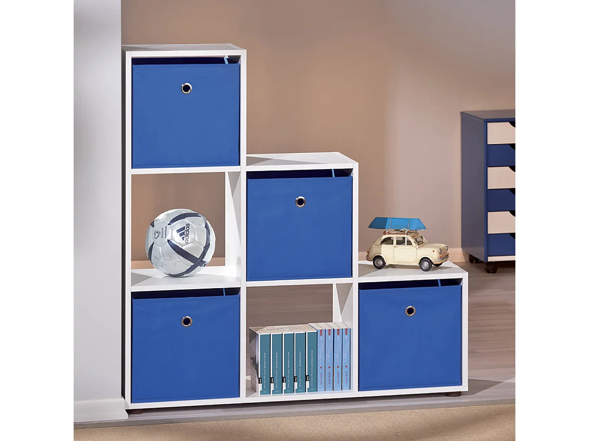 TEO - Etagère Escalier 6 Compartiments Coloris Blanc