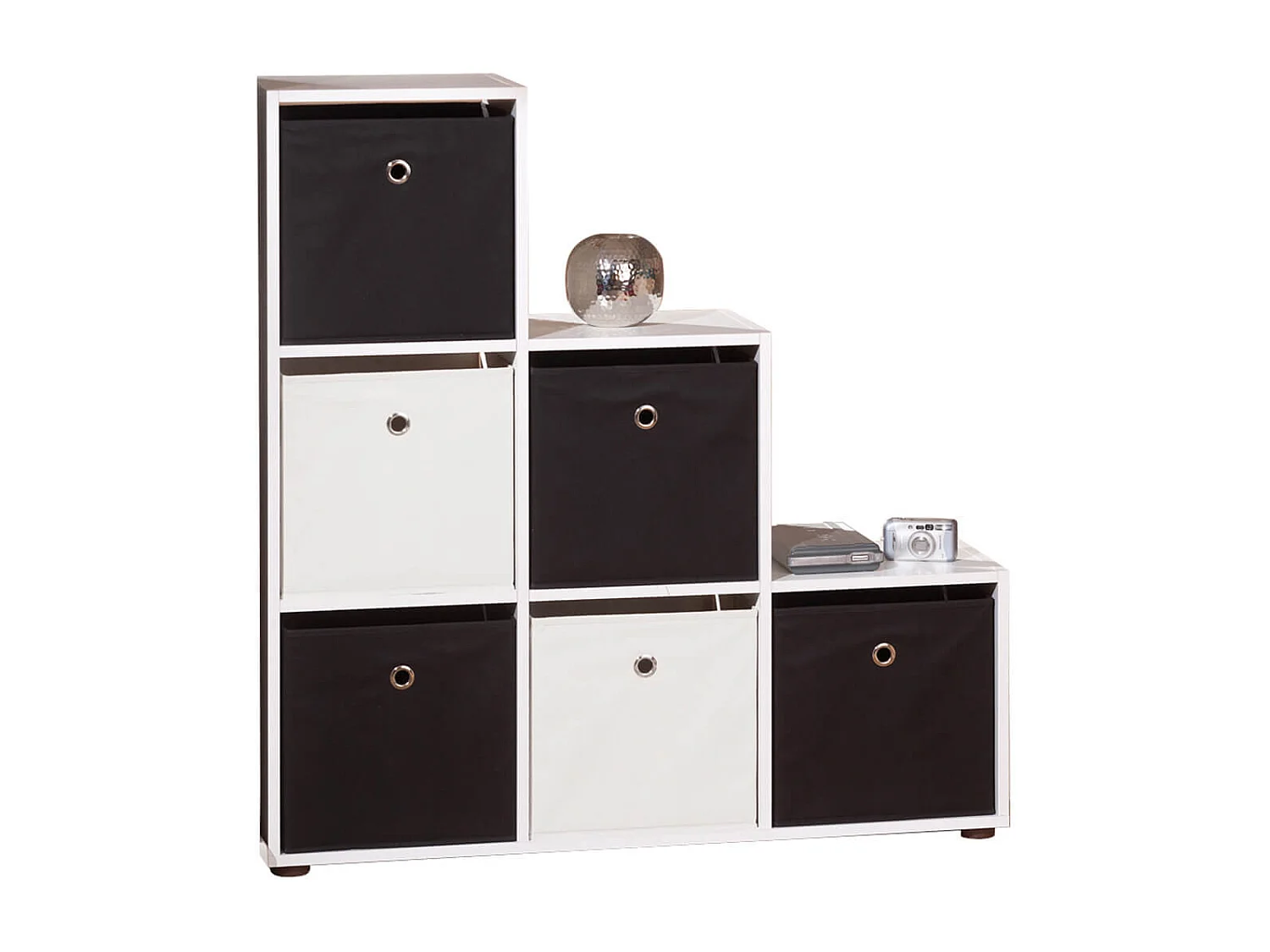 TEO - Etagère Escalier 6 Compartiments Coloris Blanc