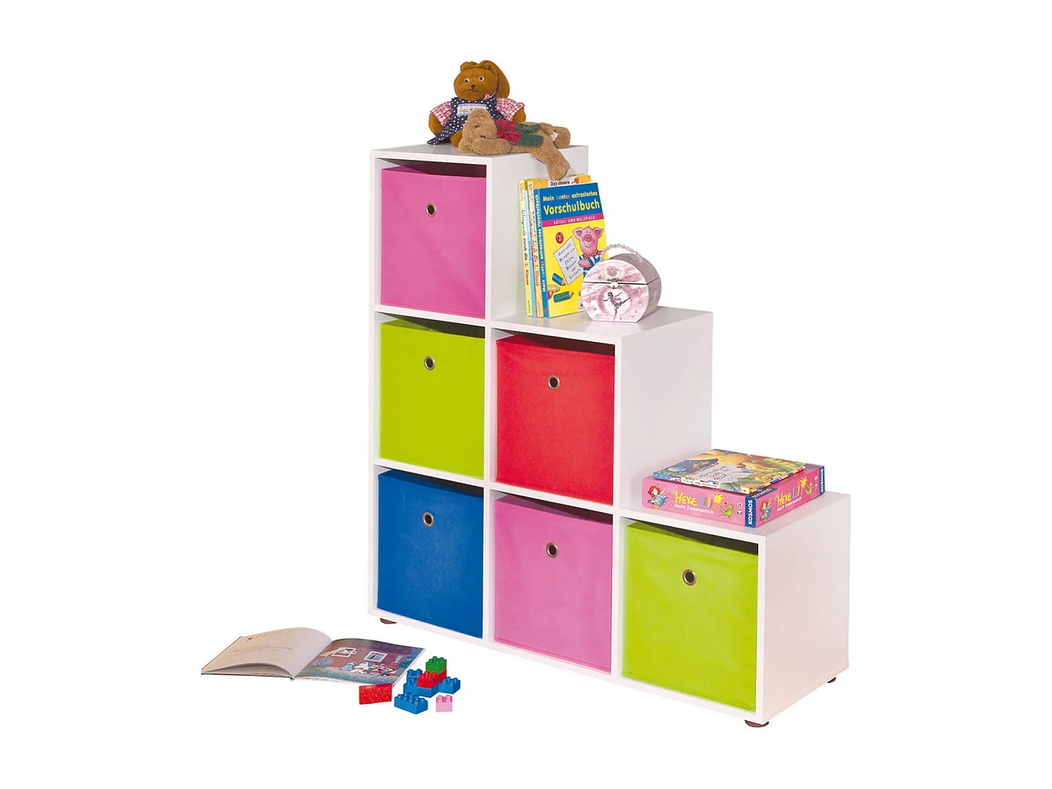 TEO - Etagère Escalier 6 Compartiments Coloris Blanc