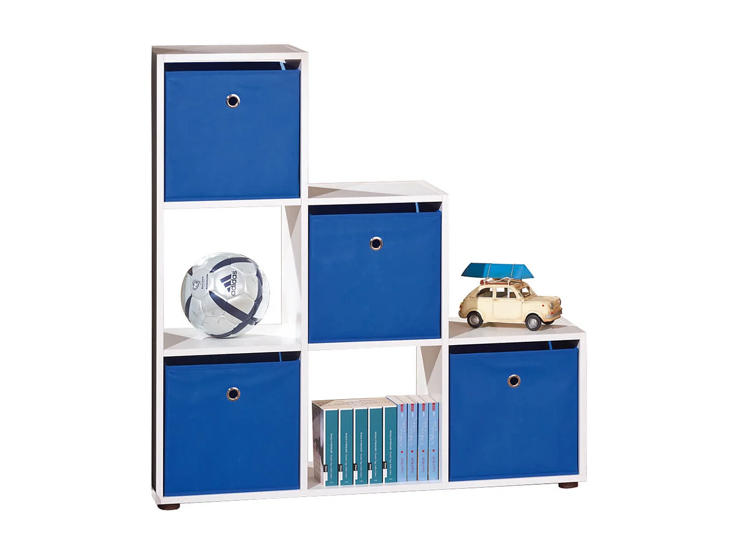 TEO - Etagère Escalier 6 Compartiments Coloris Blanc