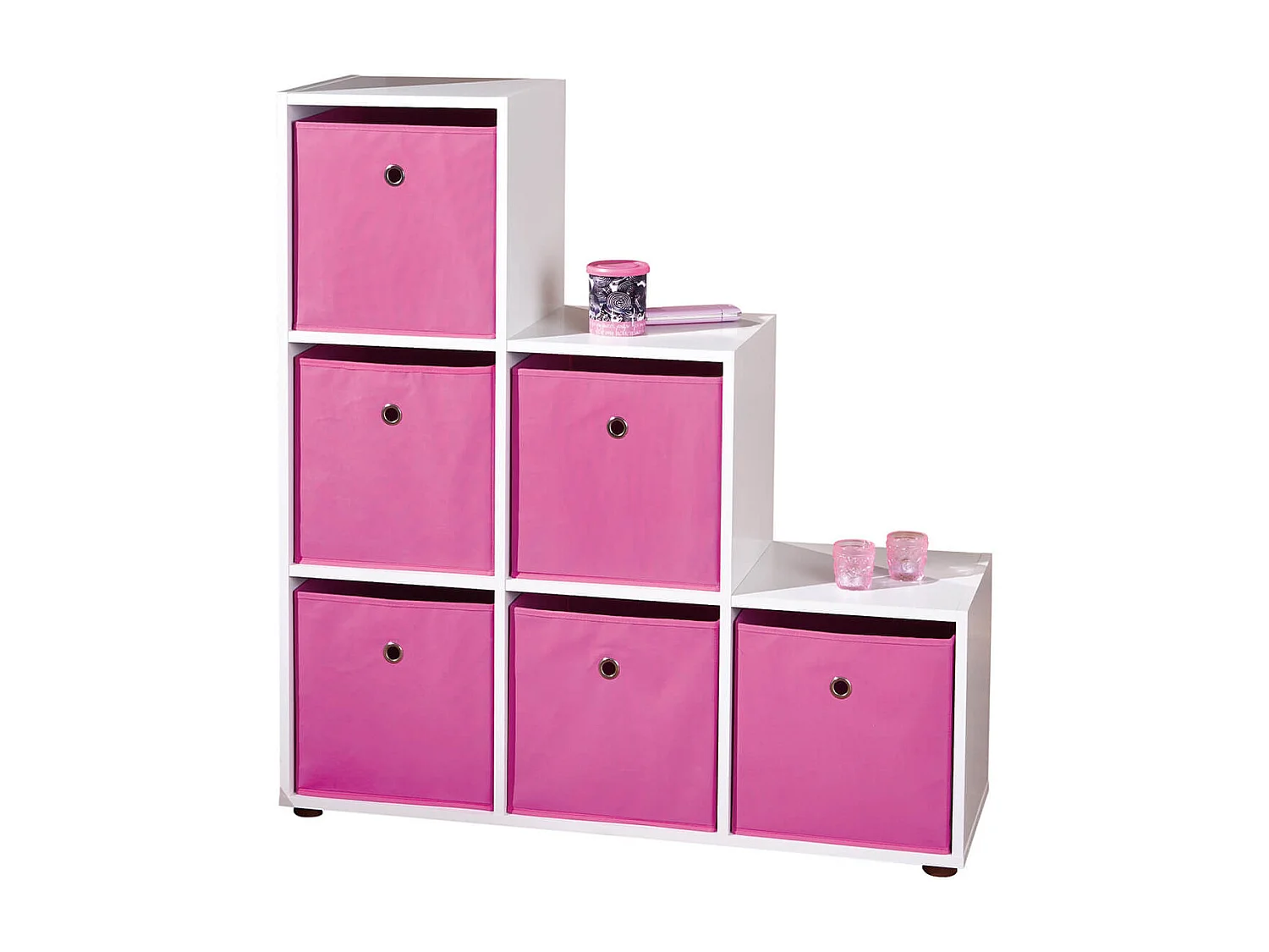 TEO - Etagère Escalier 6 Compartiments Coloris Blanc