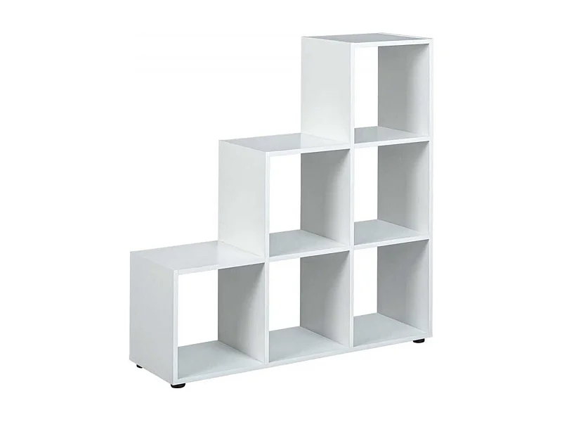 TEO - Etagère Escalier 6 Compartiments Coloris Blanc