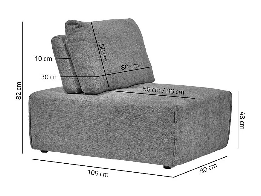 Chauffeuse canapé modulable dossier réglable gris anthracite - MODULO
