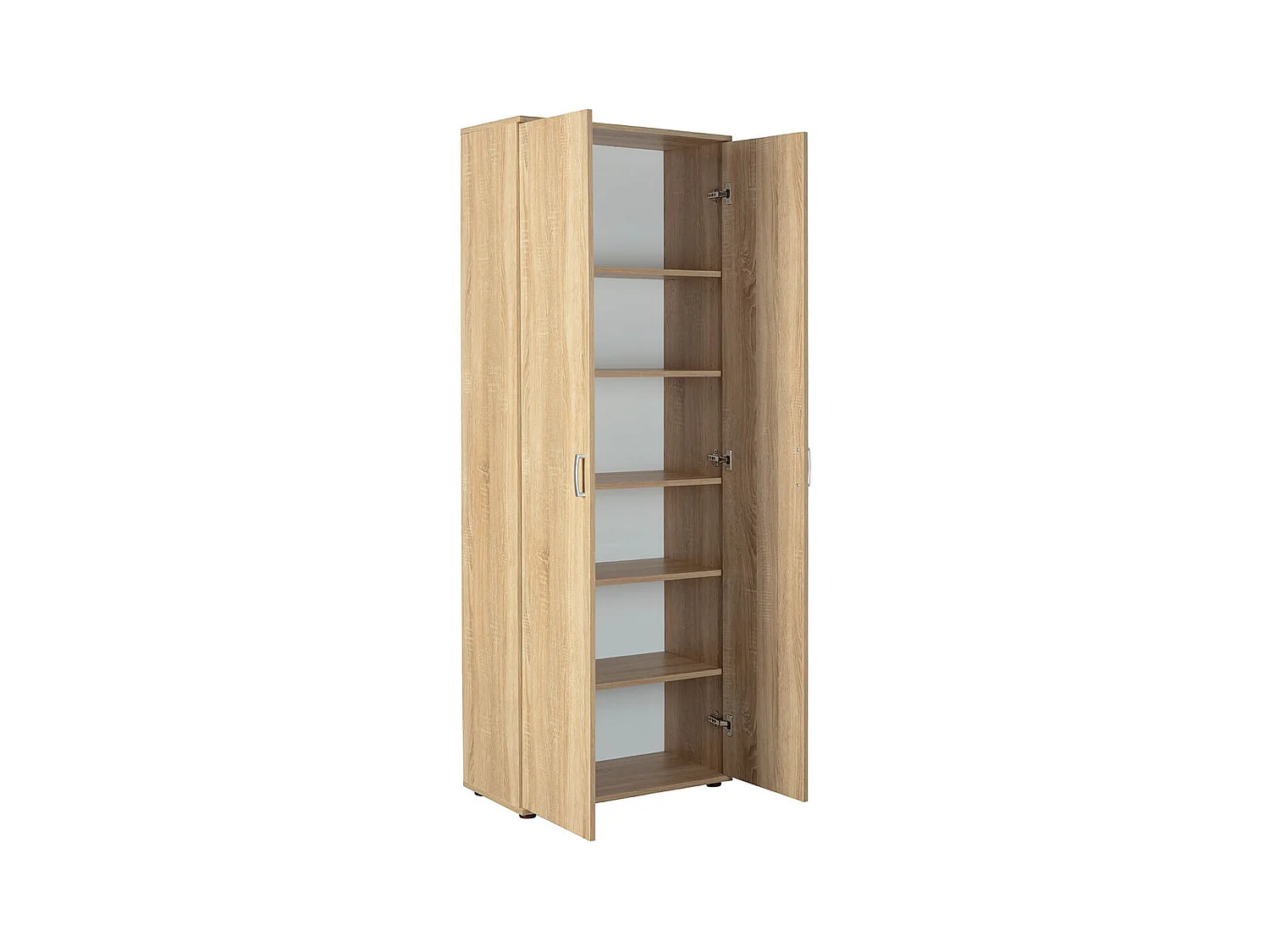 LIST - Armoire 2 Portes 6 Compartiments Aspect Bois