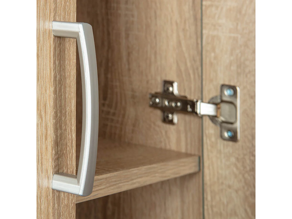 LIST - Armoire 2 Portes 6 Compartiments Aspect Bois