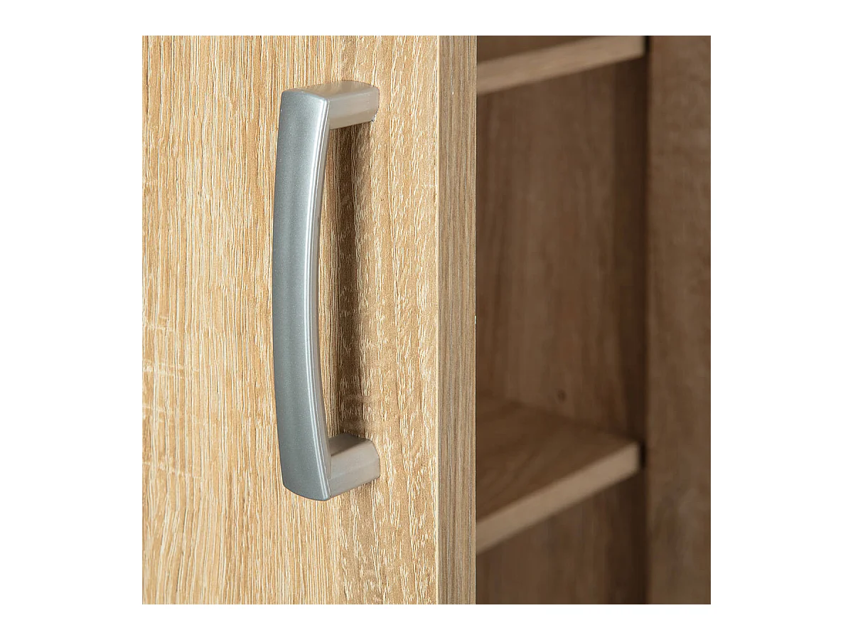 LIST - Armoire 2 Portes 6 Compartiments Aspect Bois