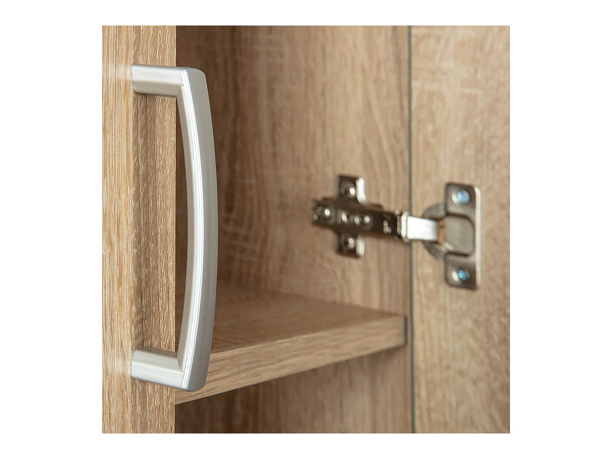 LIST - Armoire 2 Portes 6 Compartiments Aspect Bois
