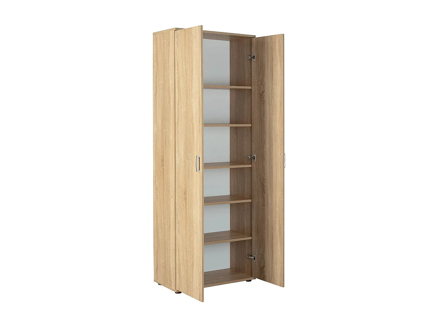 LIST - Armoire 2 Portes 6 Compartiments Aspect Bois
