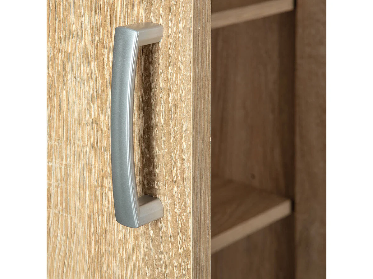 LIST - Armoire 2 Portes 6 Compartiments Aspect Bois