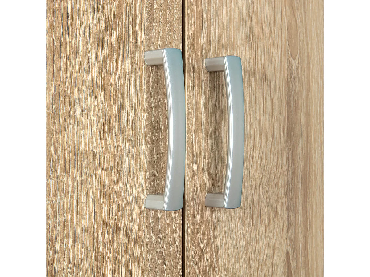 LIST - Armoire 2 Portes 6 Compartiments Aspect Bois