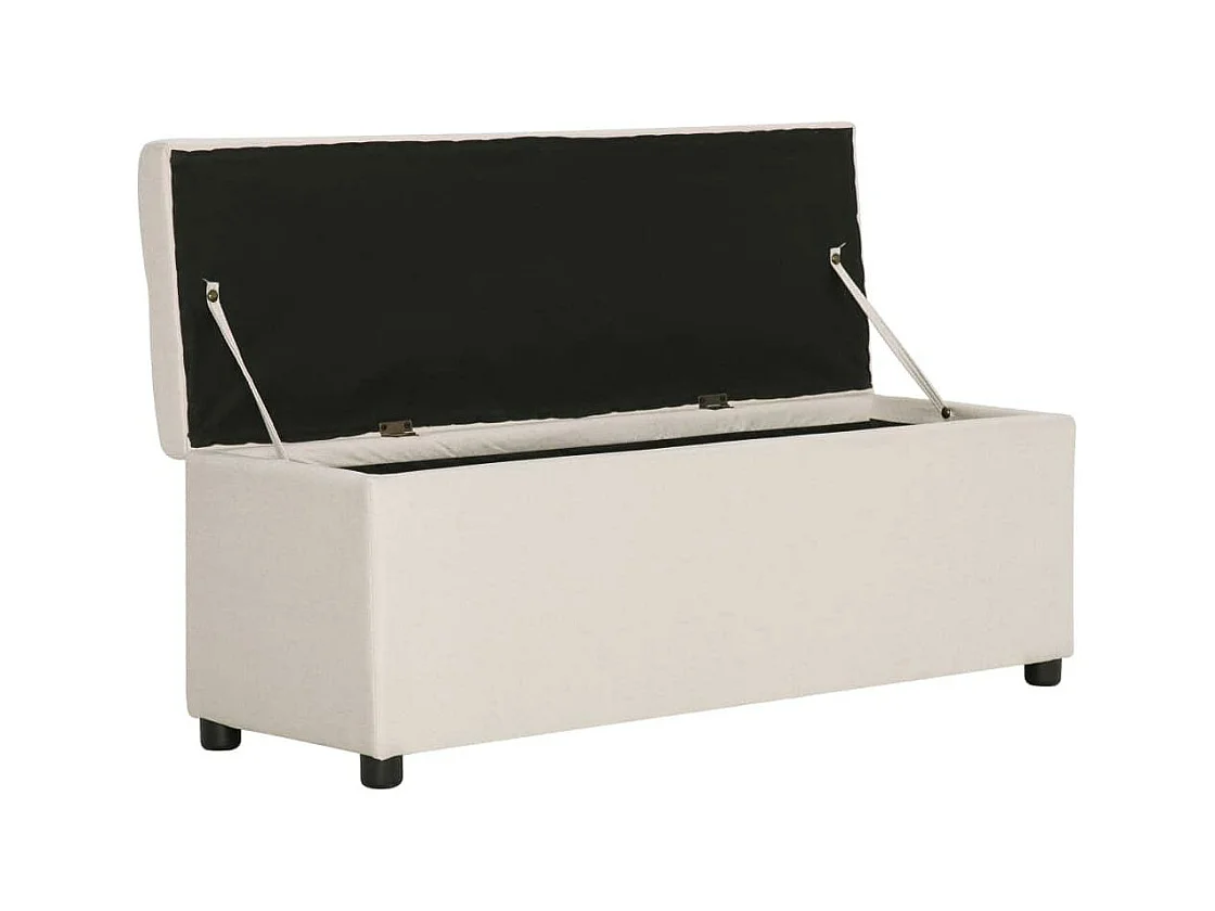 Panca pouf sgabello panca arredo con vano portaoggetti 116 cm crema poliestere 3002063