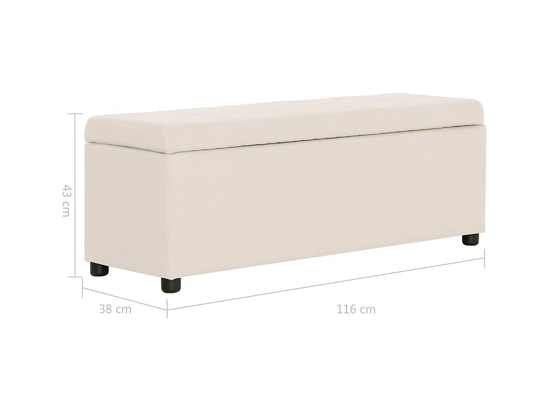 Panca pouf sgabello panca arredo con vano portaoggetti 116 cm crema poliestere 3002063
