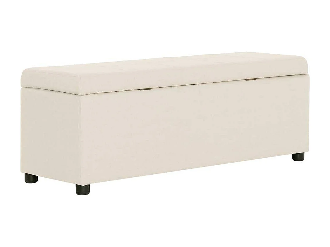 Panca pouf sgabello panca arredo con vano portaoggetti 116 cm crema poliestere 3002063