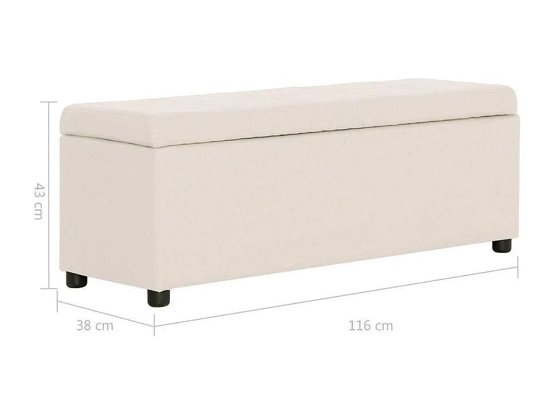 Panca pouf sgabello panca arredo con vano portaoggetti 116 cm crema poliestere 3002063