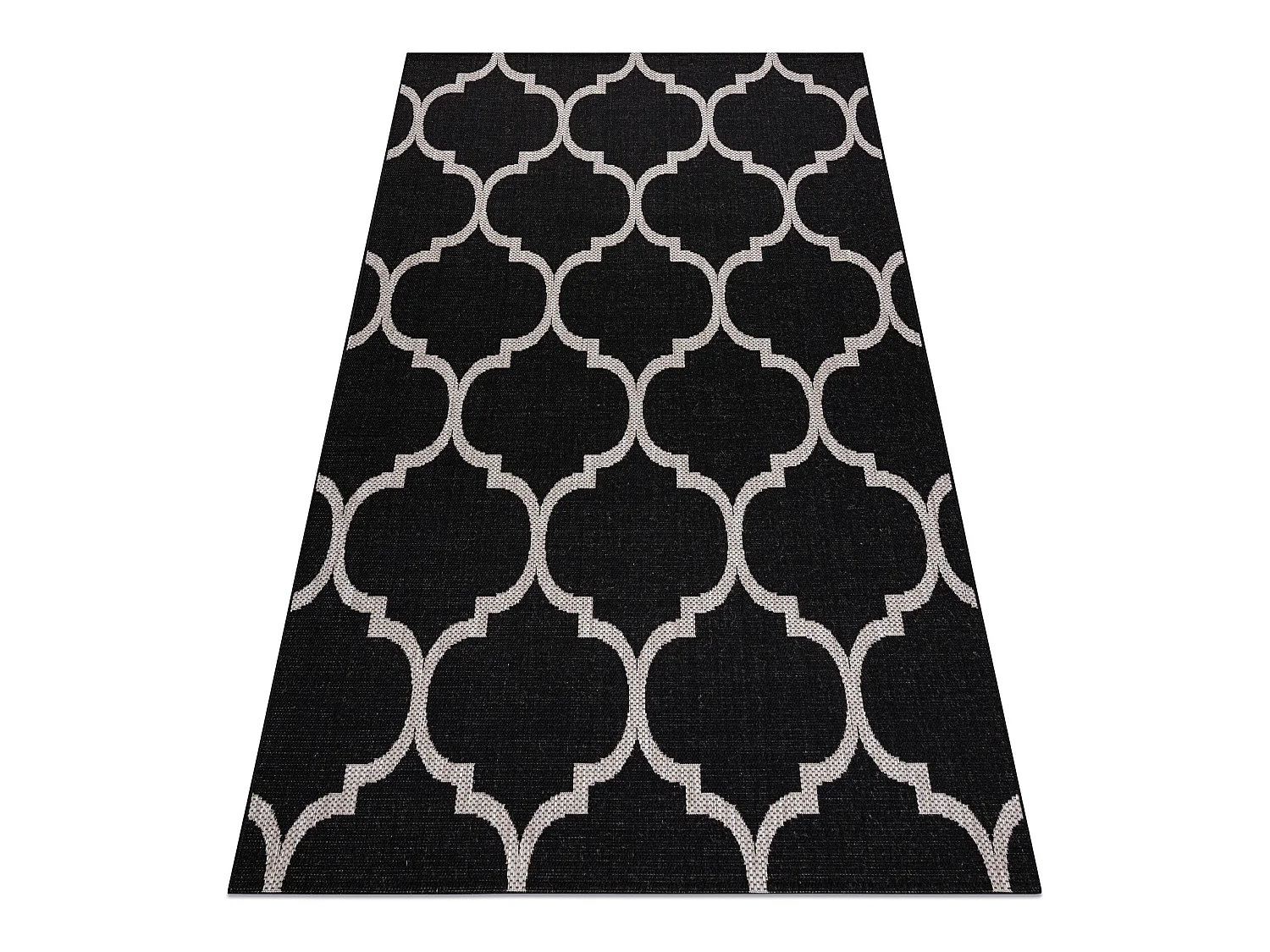 TAPIS EN CORDE SIZAL FLOORLUX 20608 Treillis marocain noir / argentin 240x330 cm
