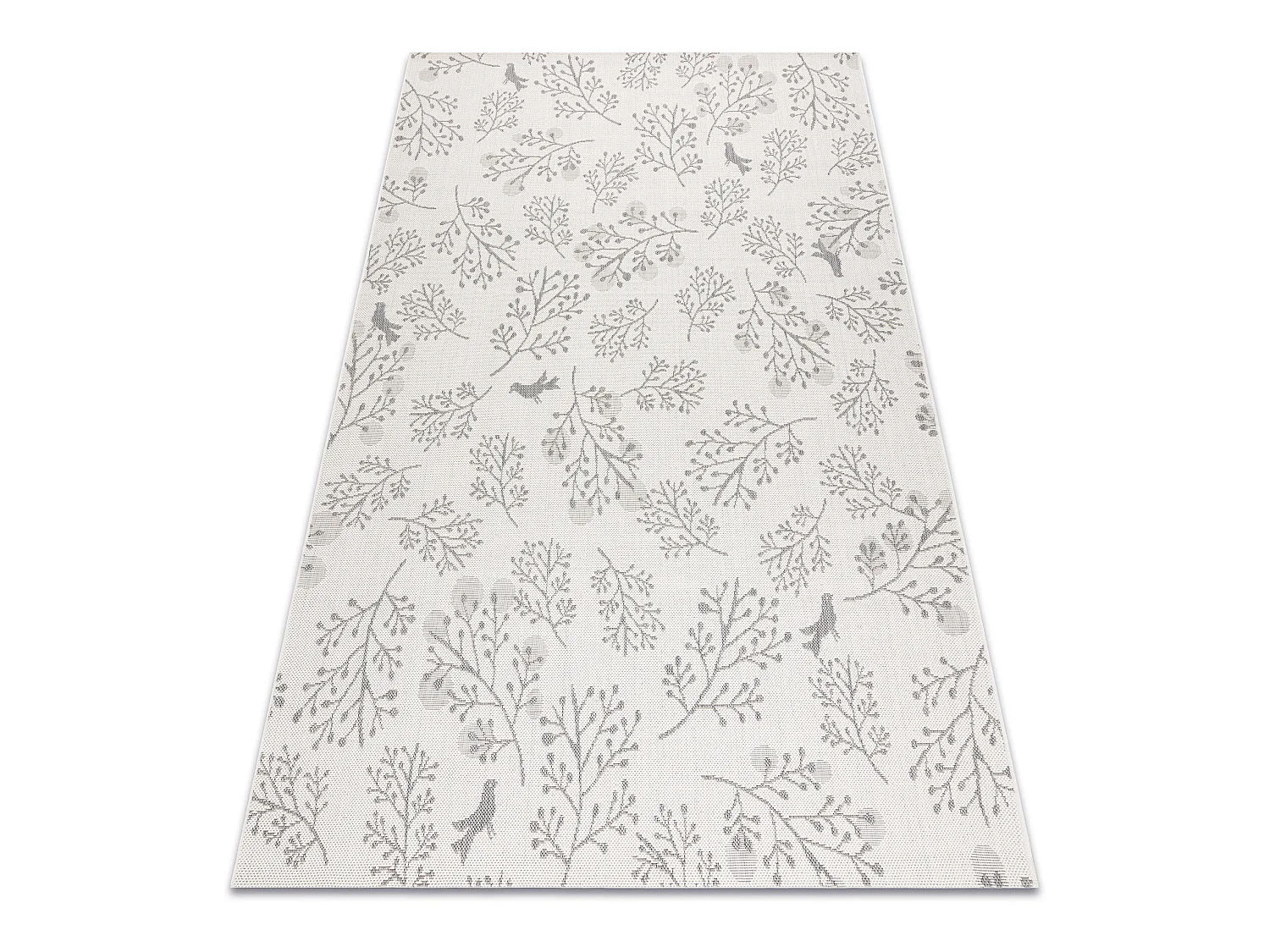 Tapis EN CORDE SIZAL FLAT 48774/367 Petites feuilles Petits Oiseaux cr 80x150 cm