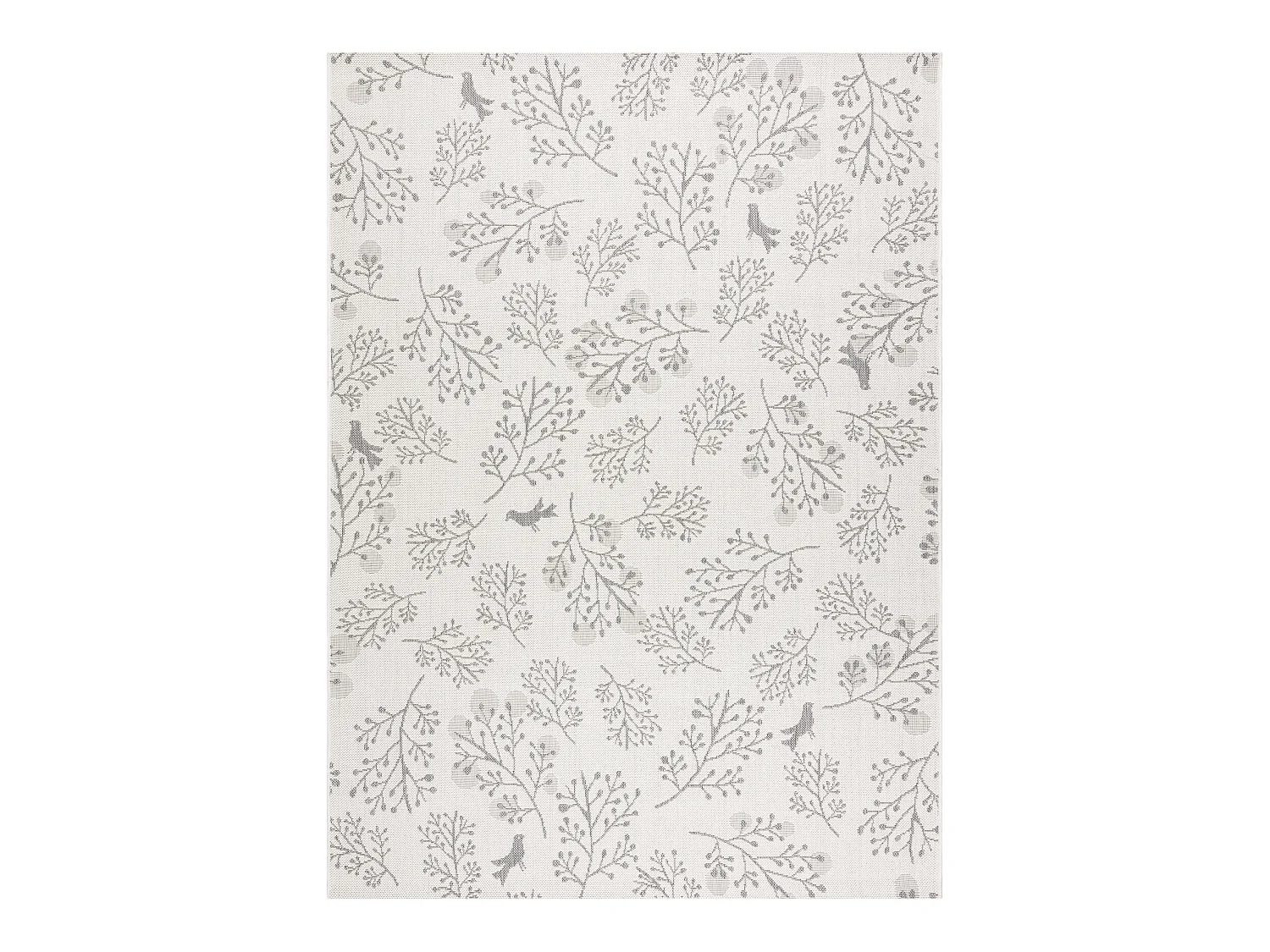 Tapis EN CORDE SIZAL FLAT 48774/367 Petites feuilles Petits Oiseaux cr 80x150 cm