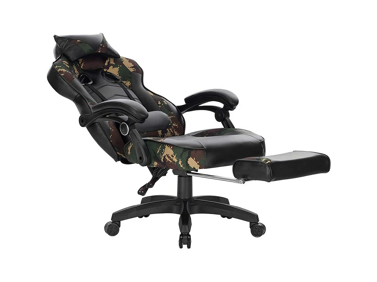 Sillas deportivas de oficina silla gaming con reposacabezas cojín lumbar y reposapiés en polipiel camuflaje negro 19_0000081