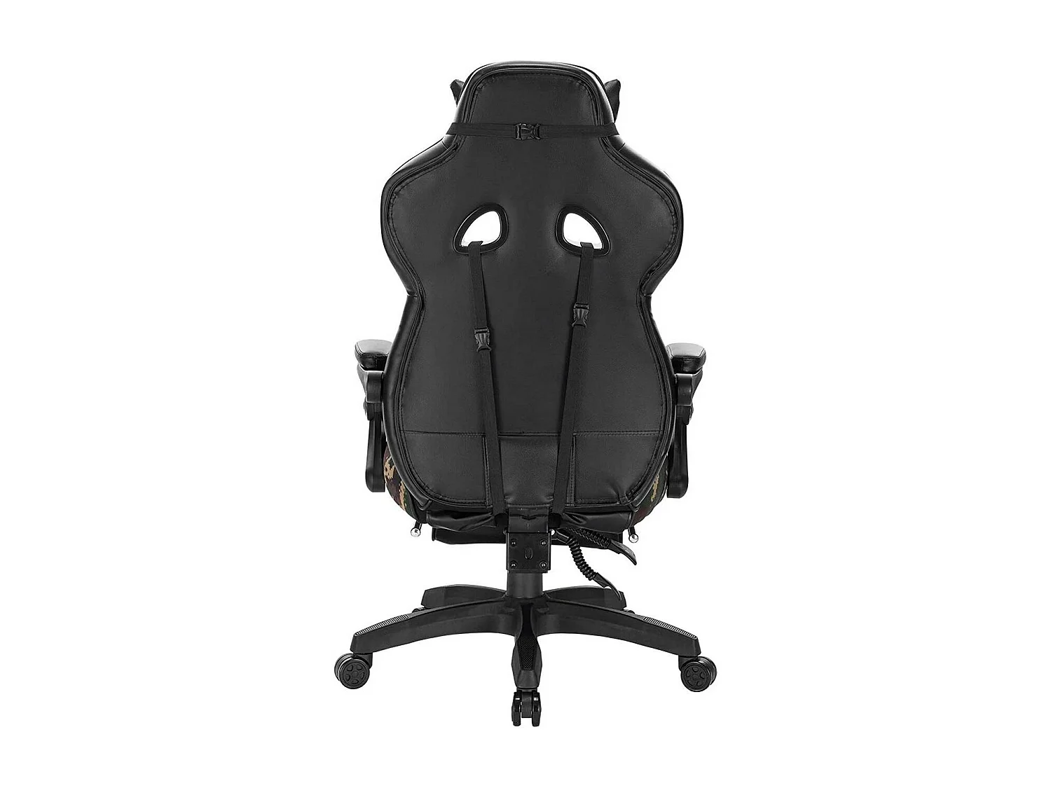 Sillas deportivas de oficina silla gaming con reposacabezas cojín lumbar y reposapiés en polipiel camuflaje negro 19_0000081