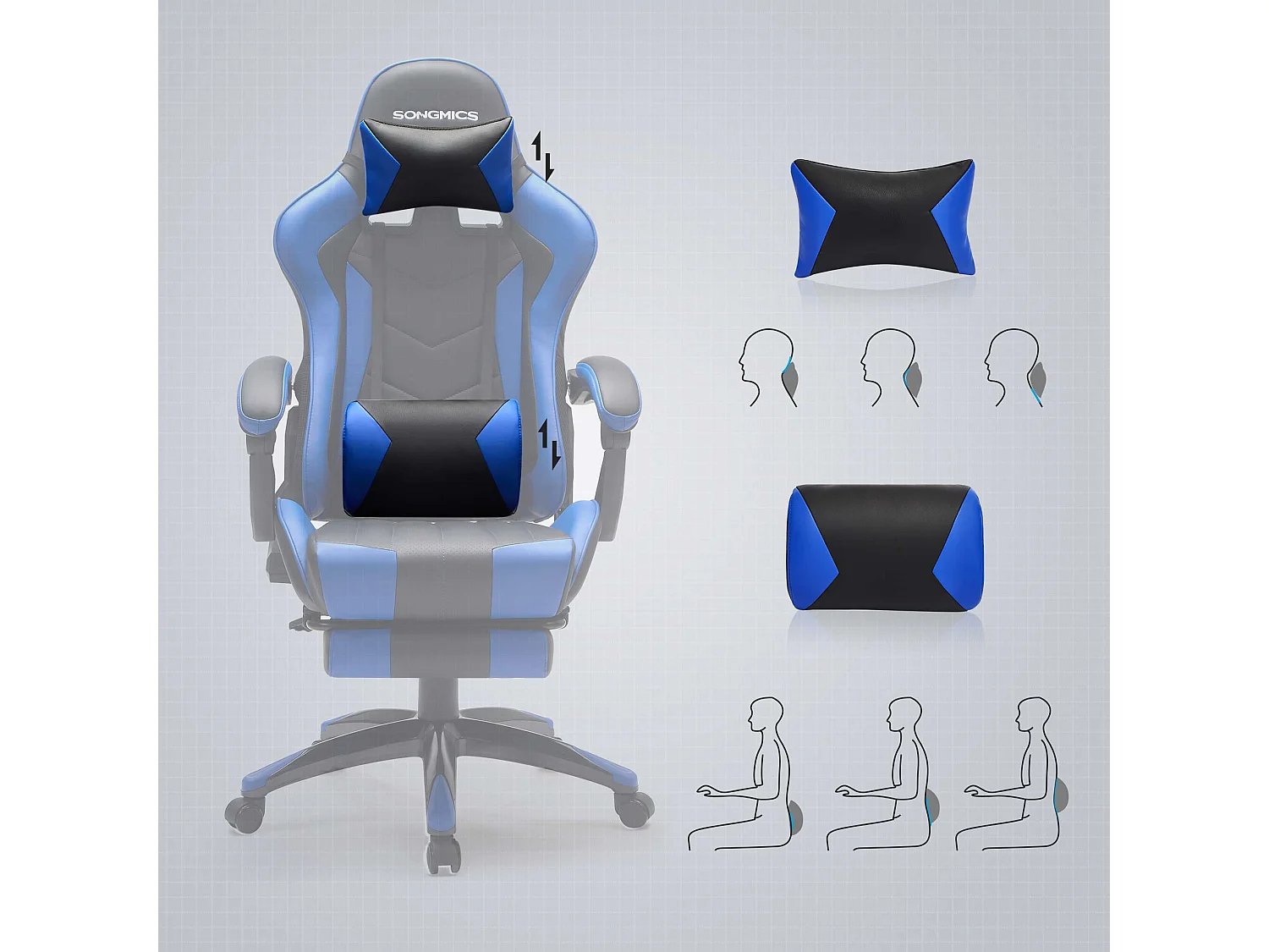 Fauteuil gamer chaise gaming bleue 66 x 73 x 123.5 cm 12_0001424