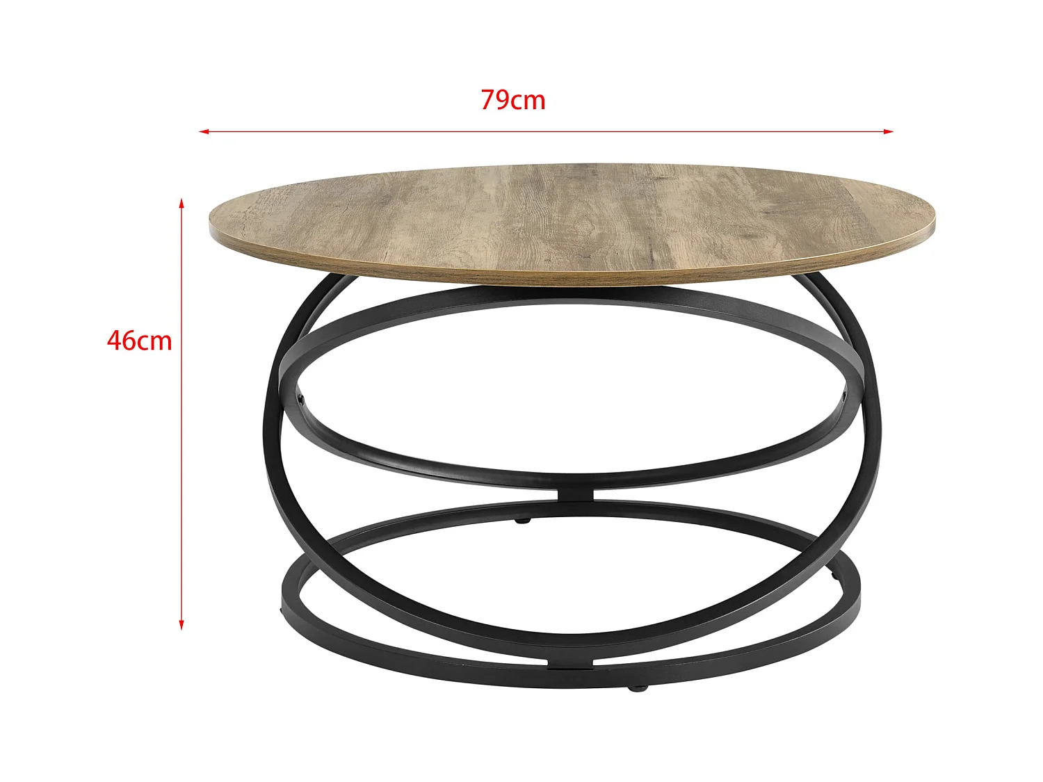 Table basse ronde salon métal marron 79 x 79 x 46 cm 03_0004154/2