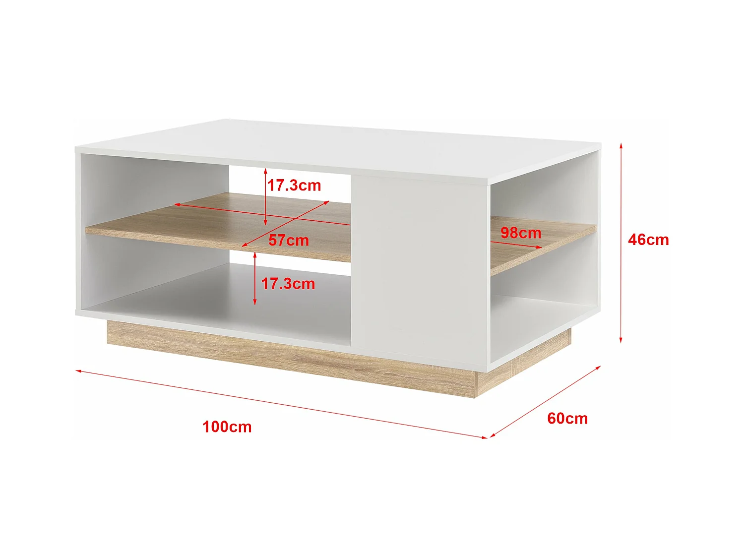 Table basse rectangulaire pour blanche 100 x 60 x 46 cm 03_0006176