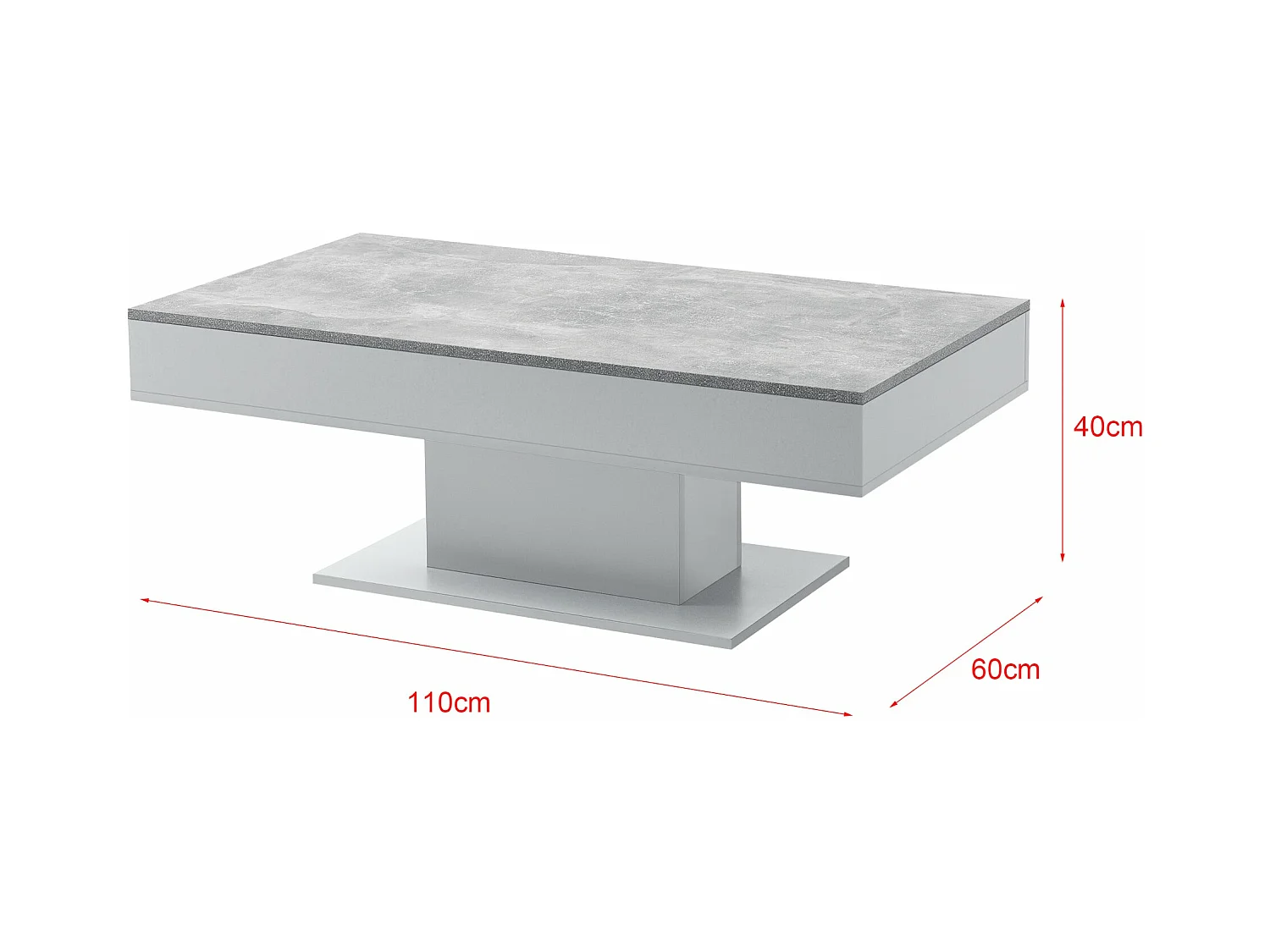 Table basse de salon grise 110 x 60 x 40 cm 03_0006146