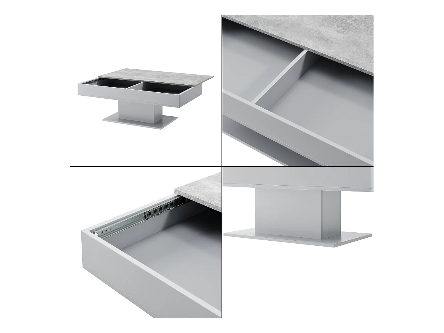 Table basse de salon grise 110 x 60 x 40 cm 03_0006146