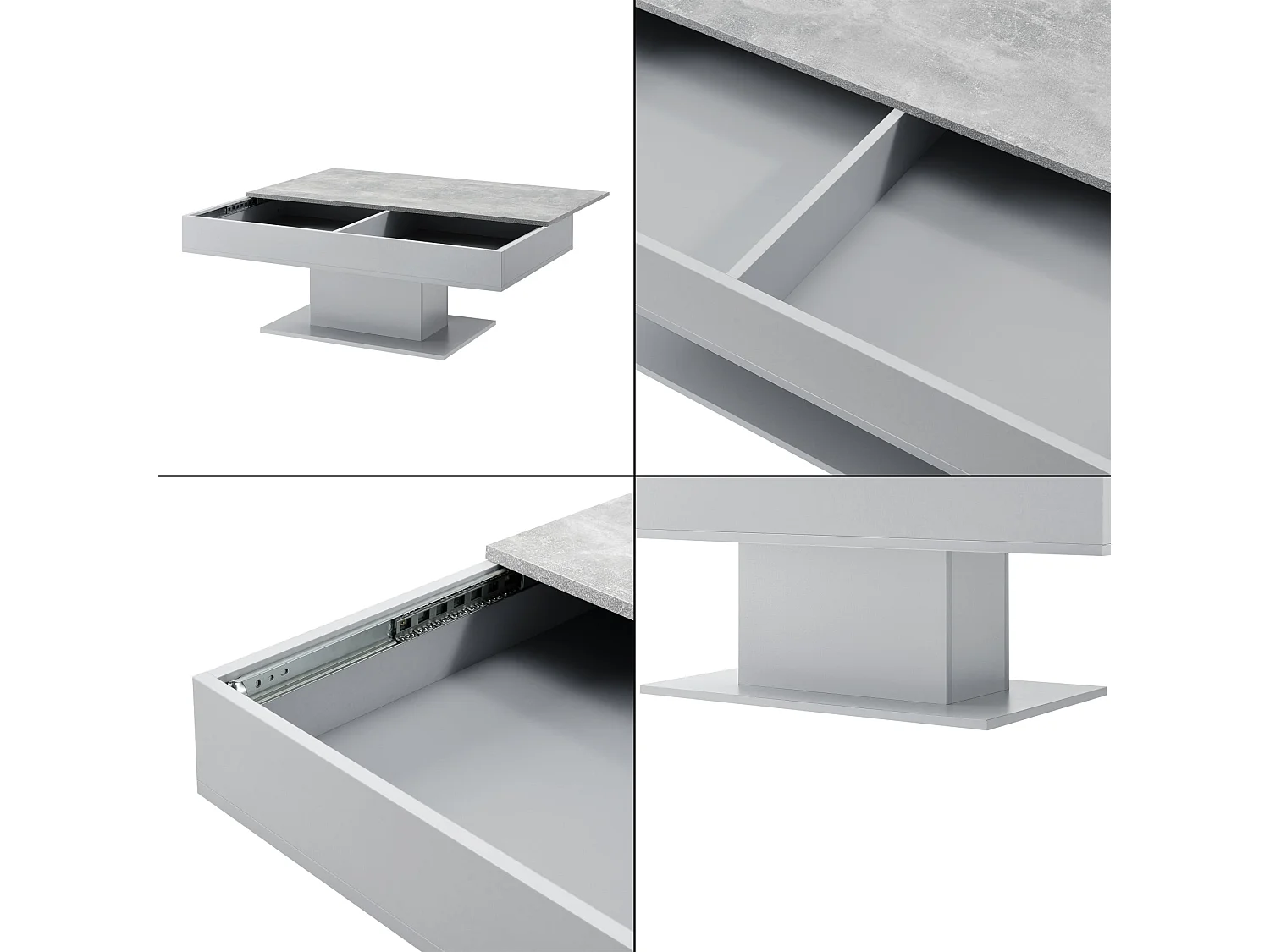 Table basse de salon grise 110 x 60 x 40 cm 03_0006146