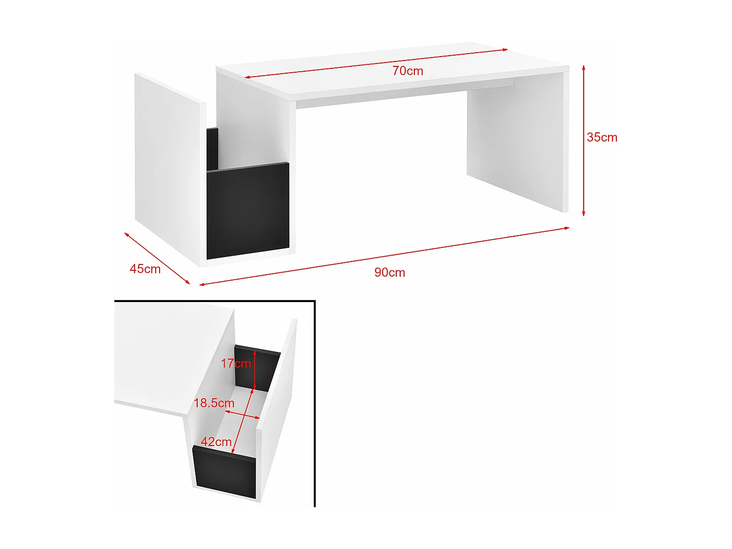 Table basse pour salon blanche 90 x 45 x 35 cm 03_0006166